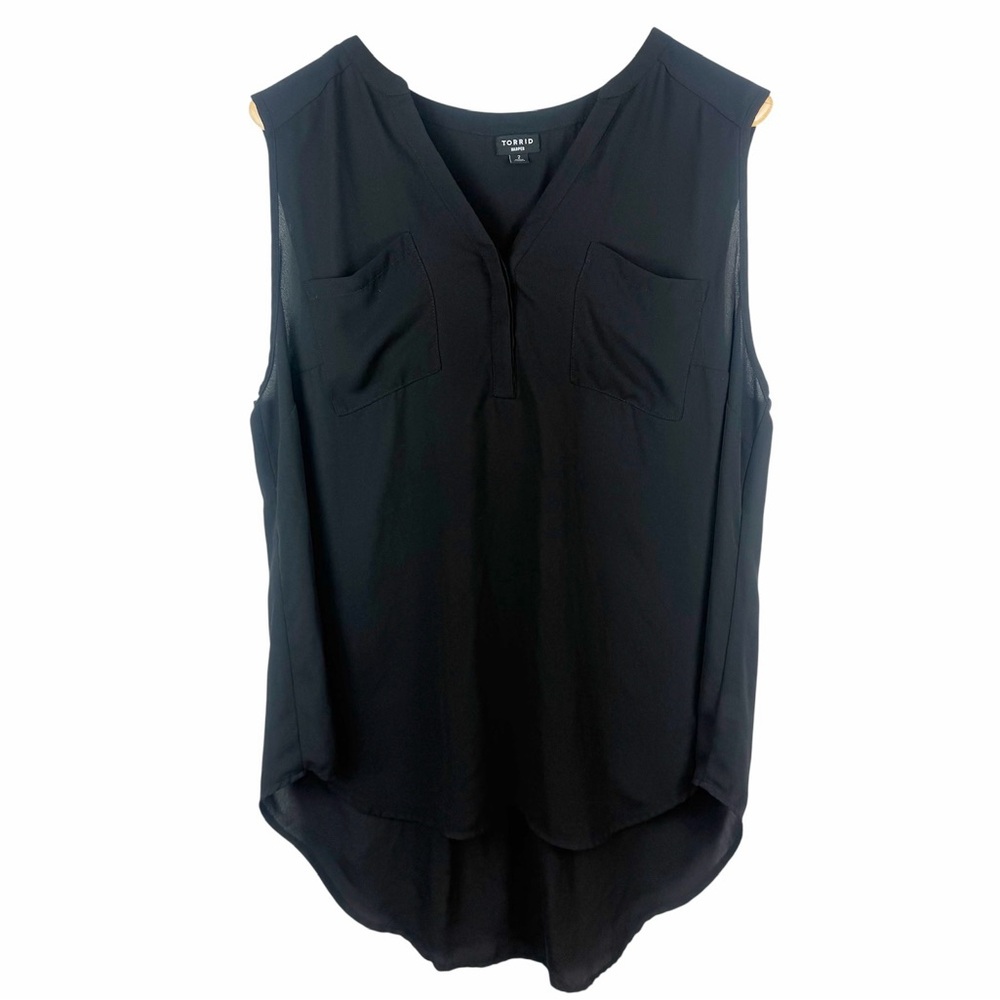 Torrid Harper Georgette Sleeveless Black Blouse Size 2X